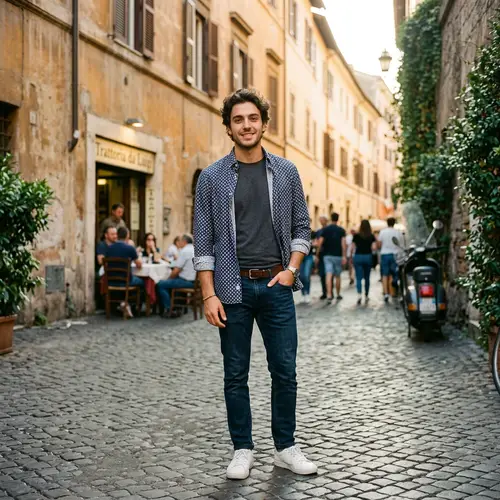 Stylish Italian Male Model in Casual Attire
