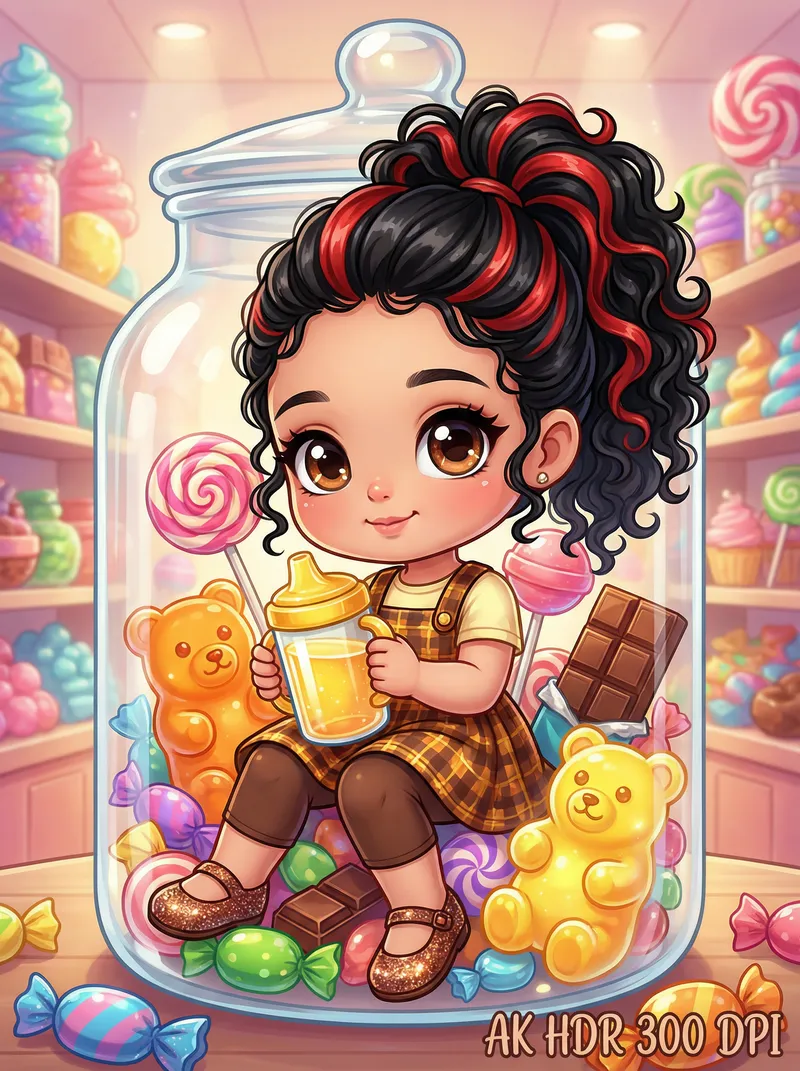 Chibi Style Candy Wonderland Illustration