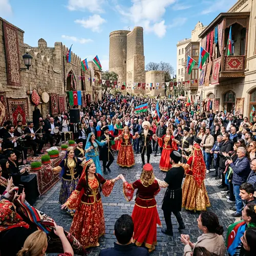 Vibrant Novruz Carnival Scene in Baku | Joyful Festivities