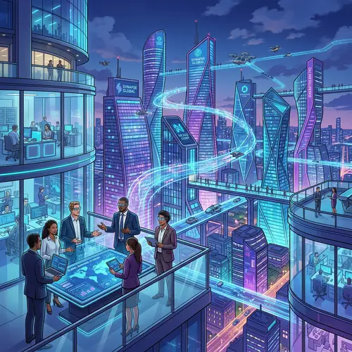 Futuristic Corporate Offices & Digital Innovation