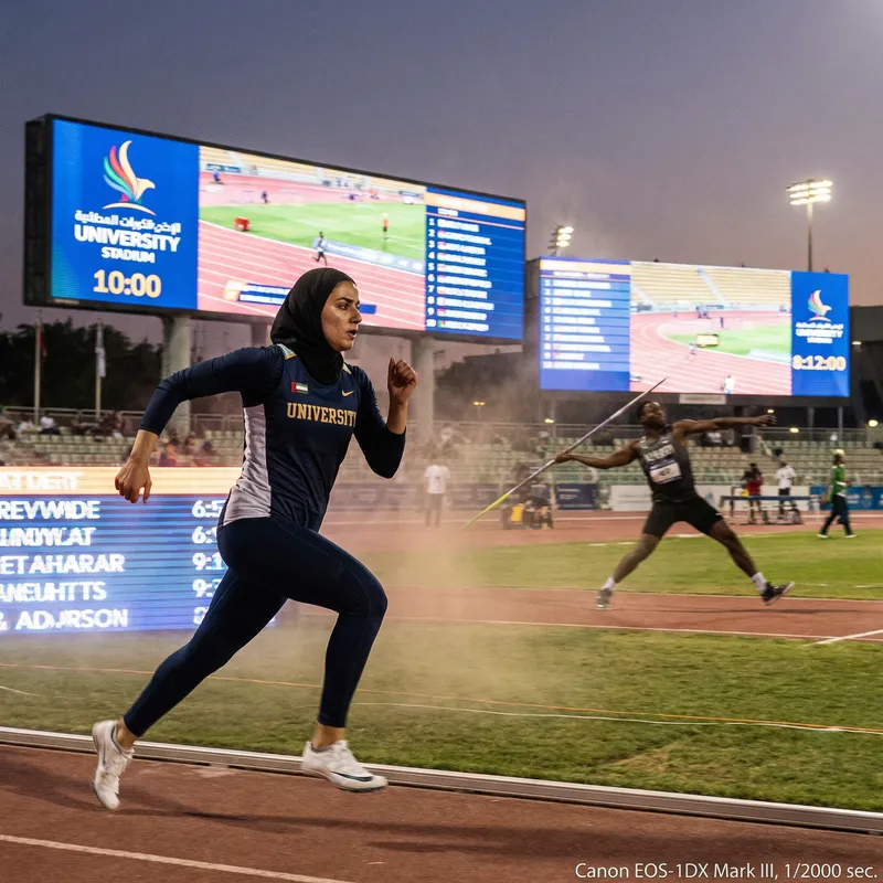Dynamic University Track and Field Action: Vibrant Sports Photography