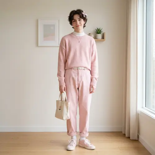 Soft Boy Pastel Pink Outfit - Femboy Aesthetic