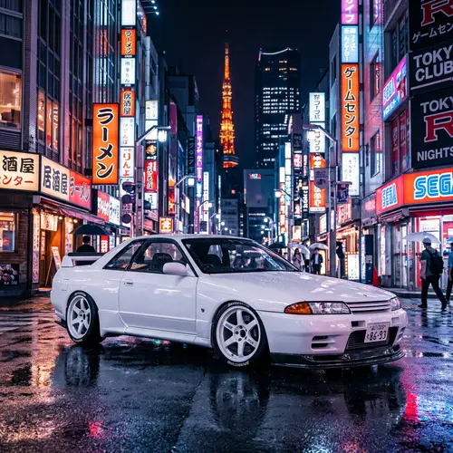 Futuristic Nissan R32 GTR Skyline in Tokyo Night