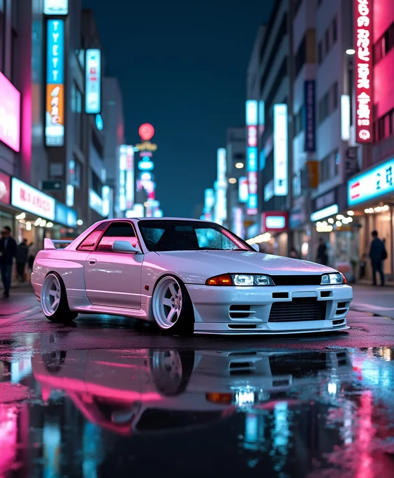 Futuristic Nissan R32 GTR Skyline in Tokyo Night Futuristic Nissan R32 GTR Skyline in Tokyo Night