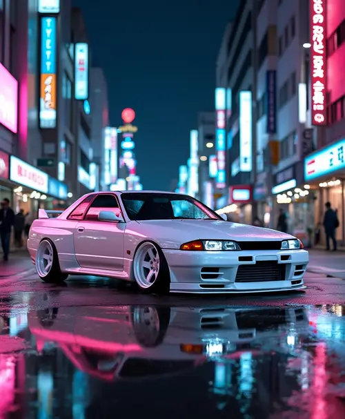 Futuristic Nissan R32 GTR Skyline in Tokyo Night
