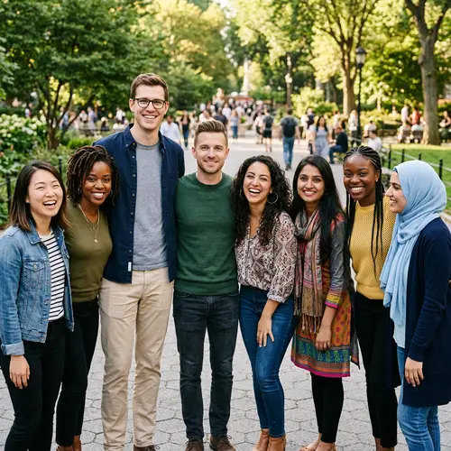 Diverse Group of Eight People | Men with Glasses, Women of Various Descent