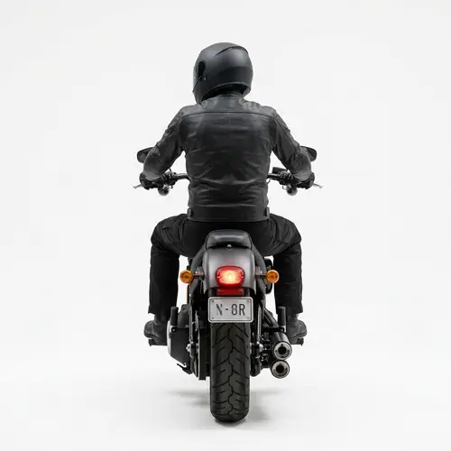Biker Riding a Motorbike in White Background