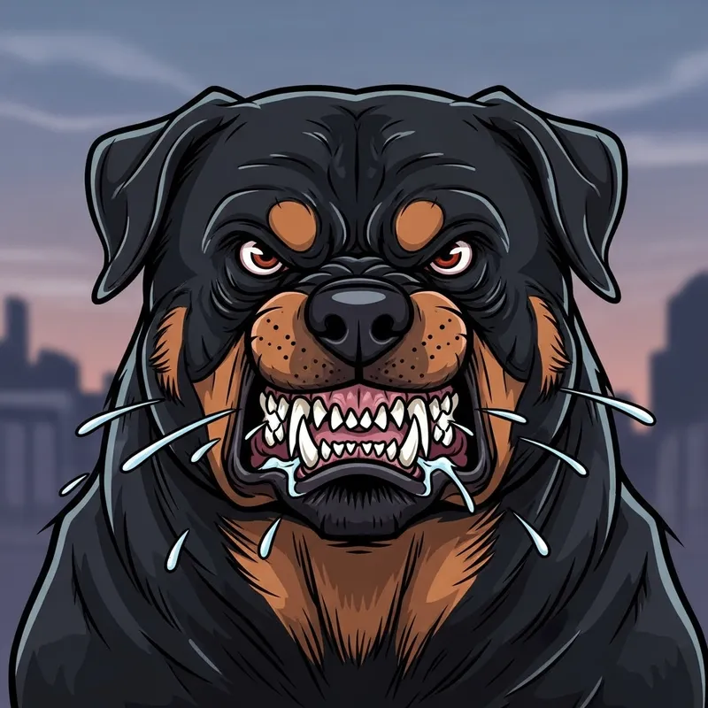 Aggressive Rottweiler Cartoon - Realistic Canine Look
