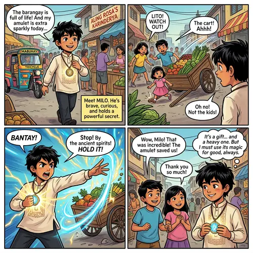 Young Filipino Boy with Powerful Amulet - Magical Adventures
