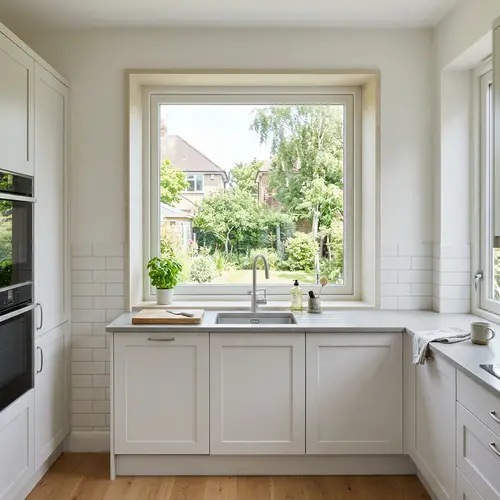 Modern Kitchen with Large Window and Sink Design