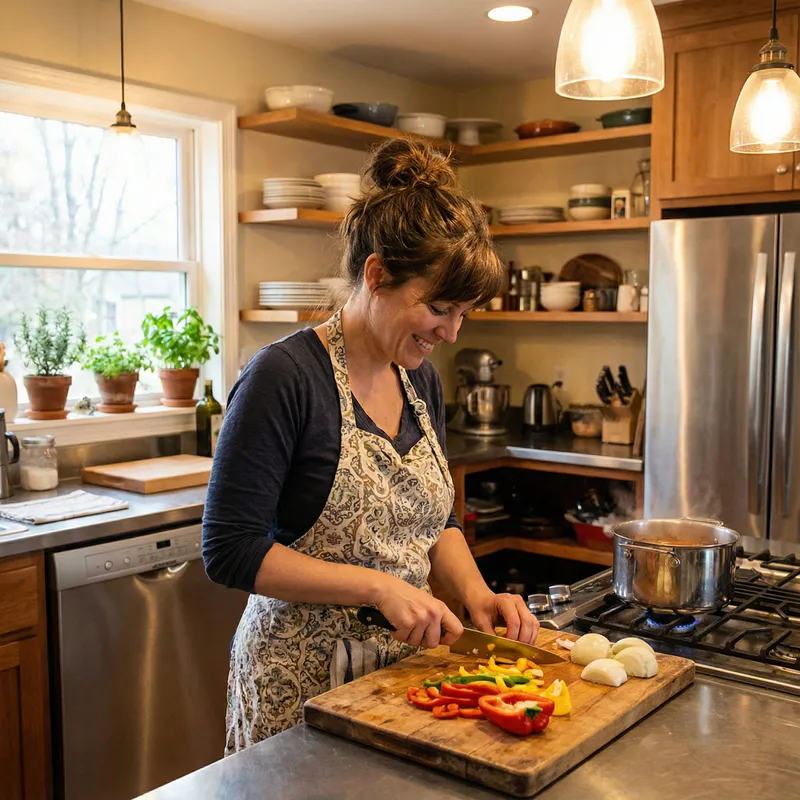 Cozy Dinner Prep: A Warm Kitchen Scene