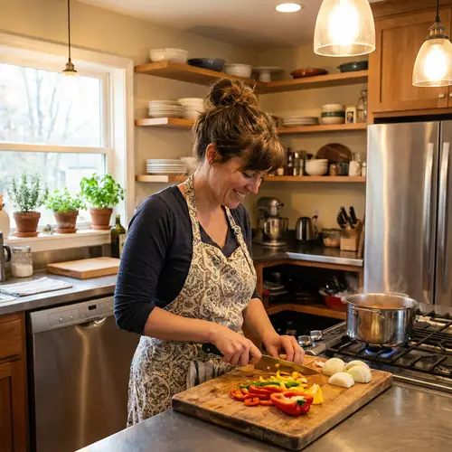 Cozy Dinner Prep: A Warm Kitchen Scene