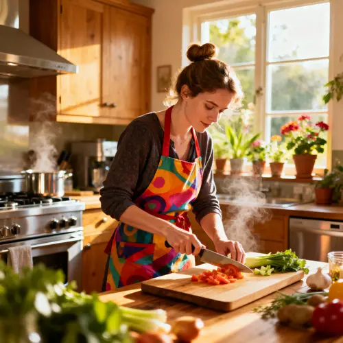 Cozy Dinner Prep: A Warm Kitchen Scene