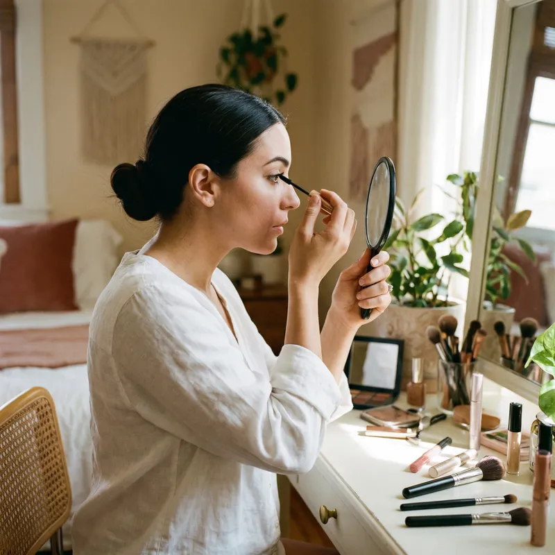 Woman Applying Mascara | Makeup Vanity Scene