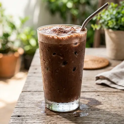 Delicious Cocoa Smoothie with Ice Cubes