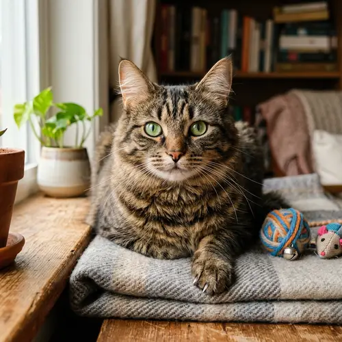 Detailed Depiction of a Domestic Cat | Vibrant Green Eyes & Sharp Claws