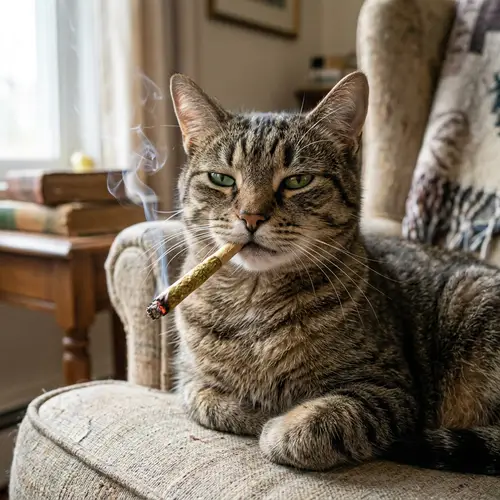 Enigmatic Smoking Cat Picture | Unconventional & Humorous Scene