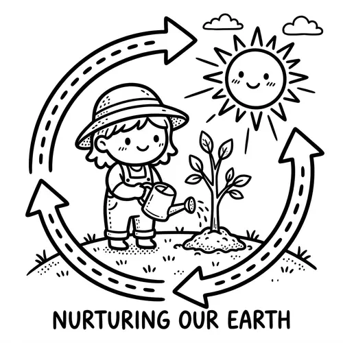 Cute Doodle Encouraging Nurturing and Sustainability