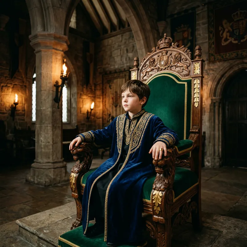 A Boy Sitting on a Regal Throne