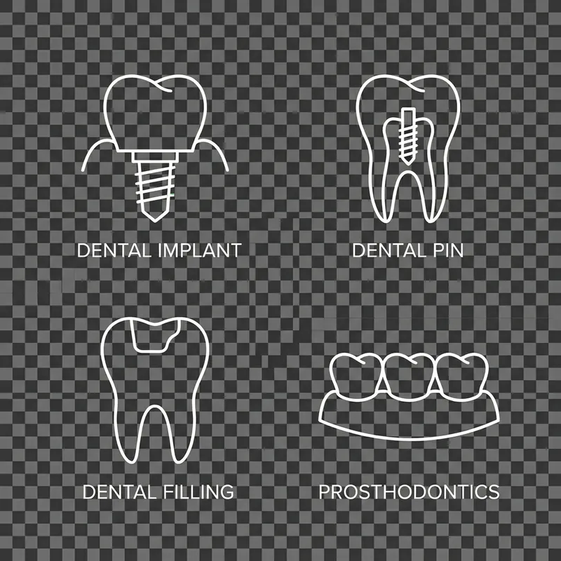Dental Icons: Implants, Pins, Fillings & Prosthodontics in Apple Style