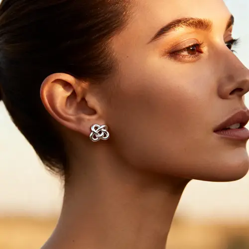 Elegant Silver Pretzel Stud Earrings for Luxury Style