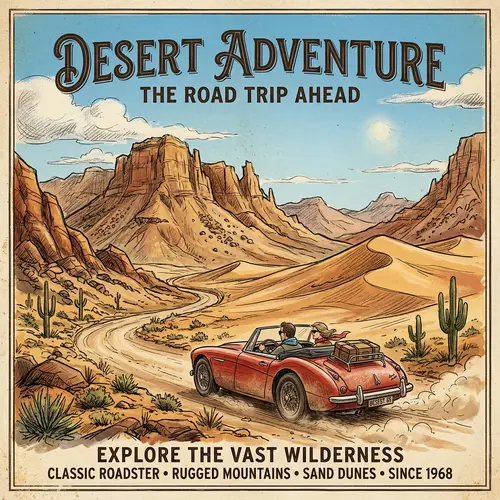 Vintage Porsche 911 Road Trip Poster