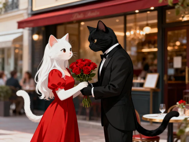 Charming Cat Date: Elegant Feline Romance