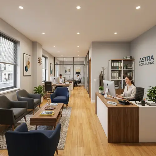 Spacious 10x20 Office Space with Front Desk & Waiting Area