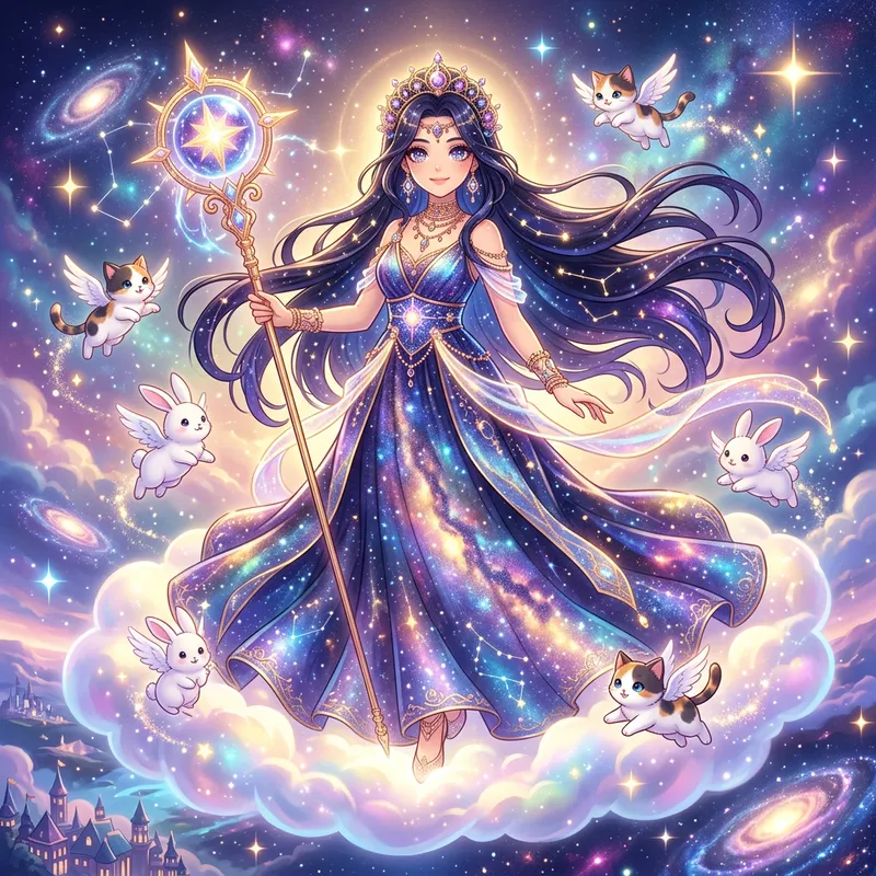Anime Goddess - Enchanting Anime-Style Deity with Celestial Presence