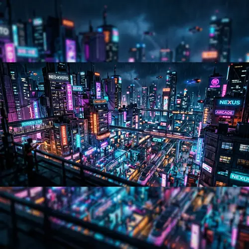 Futuristic Cyberpunk Cityscape at Night | Vibrant Neon Colors
