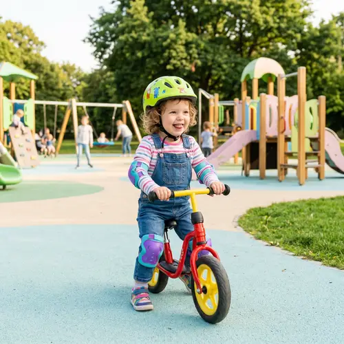 Innocent Toddler Playing Safely in Kid's Park