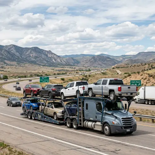 Car Hauler Transporting Sedans, Pickup Trucks, and SUVs Across Country