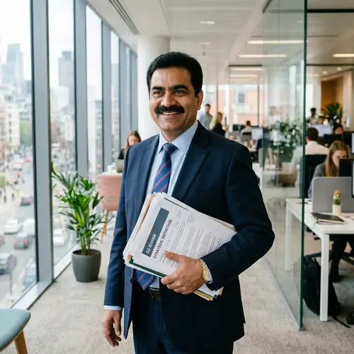 Middle-Aged Indian Man in Modern Office Environment