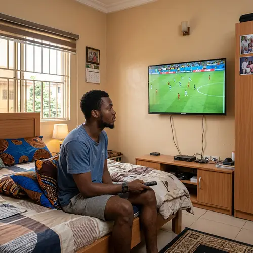 Realistic African Man Watching TV at Home | HAIER Brand