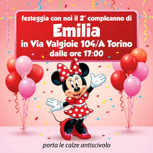 Minnie Mouse Birthday Invitation for Emilia's 2nd