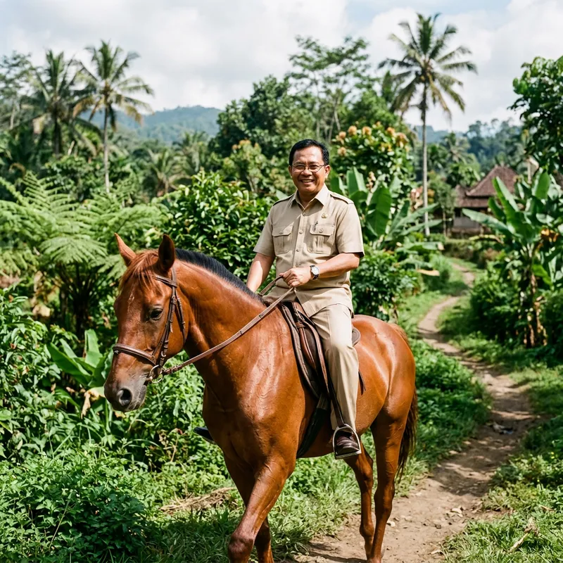 Indonesian President Riding a Horse