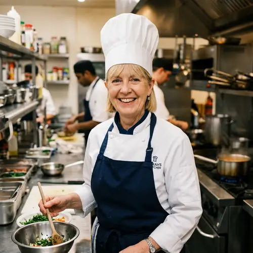 Joyful Chef: Smiling Lady in Chef Hat
