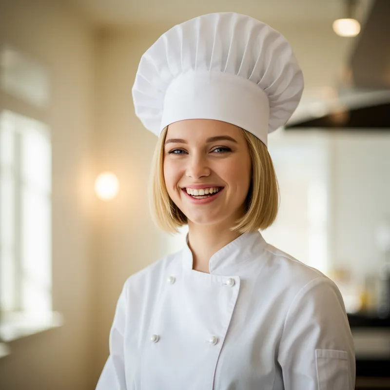Joyful Chef: Smiling Lady in Chef Hat
