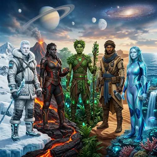 Humans Adapted to Planets - Imaginative Depiction