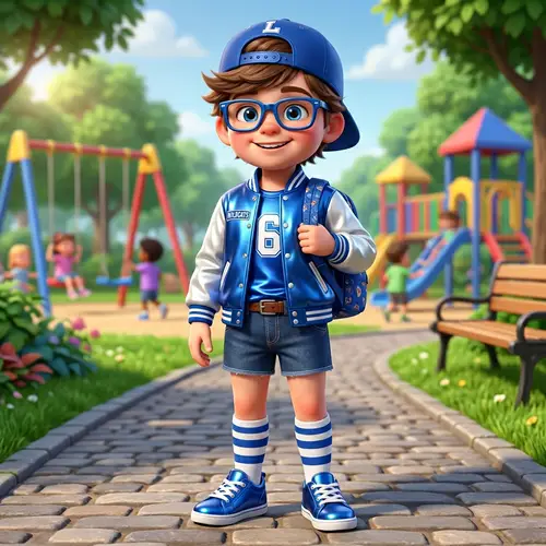 Stylish 6-Year-Old Boy 3D Cartoon Illustration