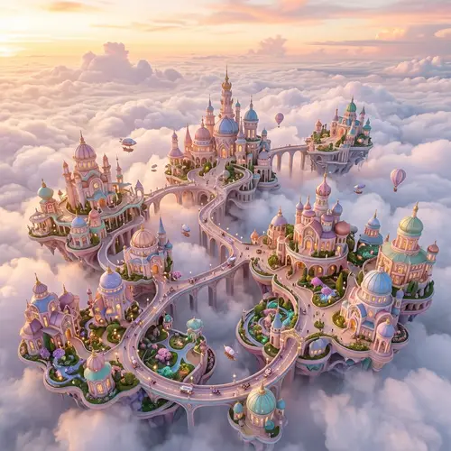 Surreal Floating City in the Clouds | Enchanting Fantasy Civilization