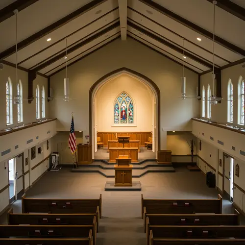 Empty Church Interior with Podiom