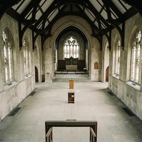 Empty Church Interior with Podiom