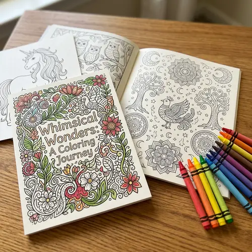 Whimsical Coloring Book with Nature and Geometric Designs