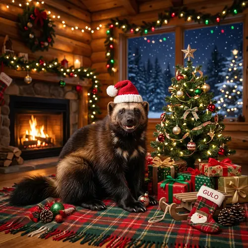 Realistic Wolverine Celebrates Christmas Joyfully