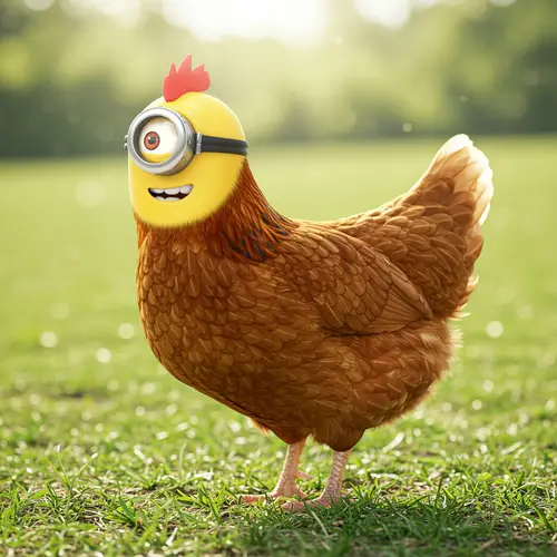 Minion Inside a Hen: A Fun Illustration