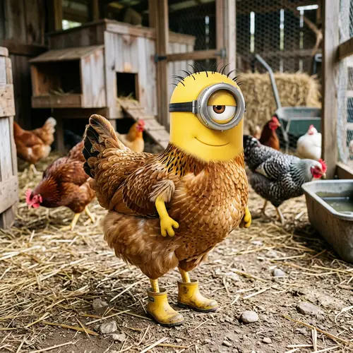 Minion Inside a Hen: A Fun Illustration