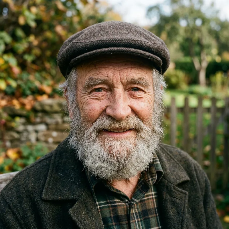 Aging Man with Hat and Prominent Beard