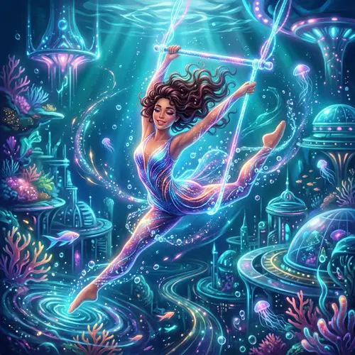 Circus Artist Darya Vintolova Performing Trapeze Underwater