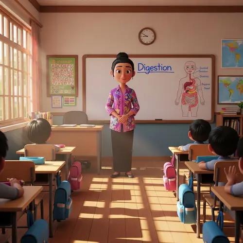 Cheerful Classroom Scene Featuring a Malaysian Teacher